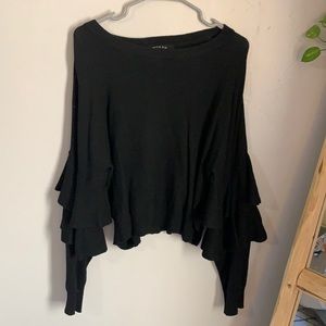 Black Sweater with Tiered Sleeves